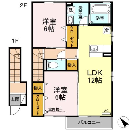 コンフォート東川口B棟(2LDK/2階)の間取り写真
