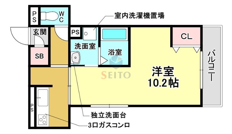 グランノルテ(1K/2階)の間取り写真