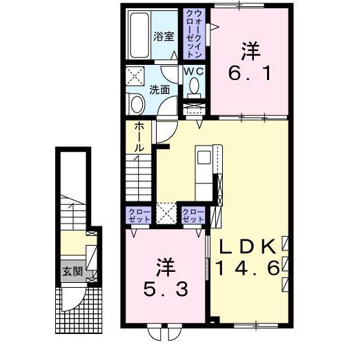 コスターリング(2LDK/2階)の間取り写真