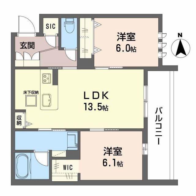 ソムニウム ドムス 南茨木(2LDK/3階)の間取り写真