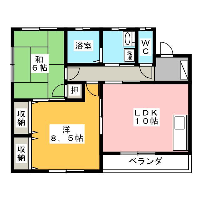 遠州鉄道 積志駅 徒歩32分 2階建 築24年(2LDK/2階)の間取り写真