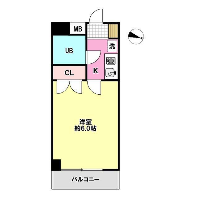 RKビル(1K/4階)の間取り写真