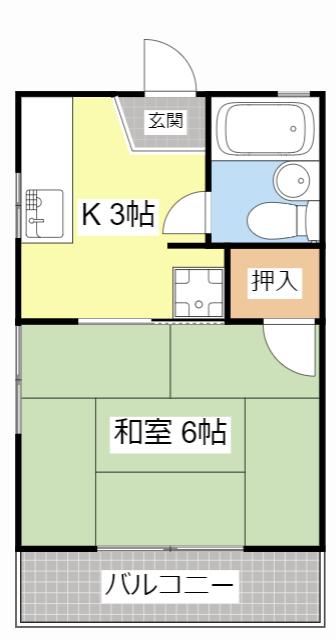 城南ハイツ(1K/2階)の間取り写真