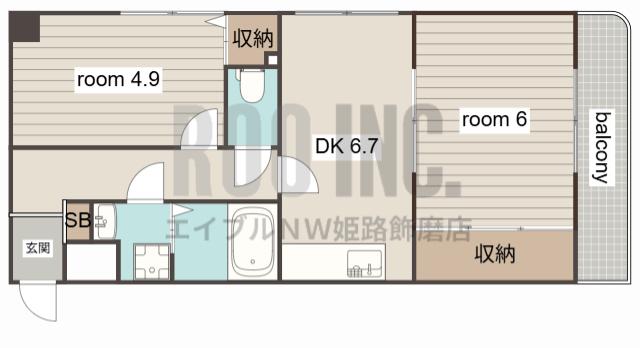 ペシュMOTOSHIO(2DK/7階)の間取り写真