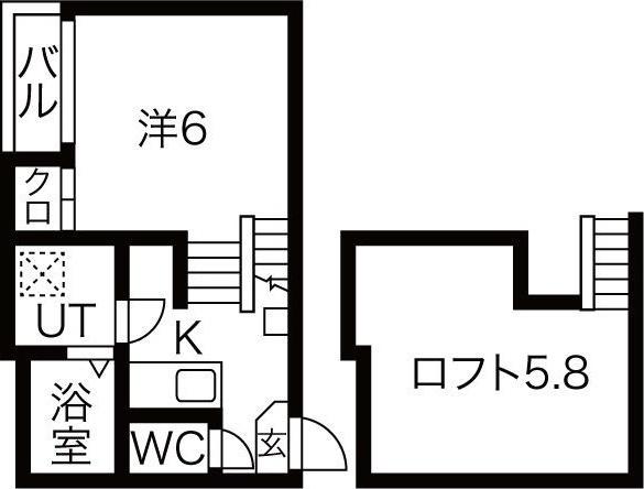 ハーモニーテラス露橋II(1K/2階)の間取り写真