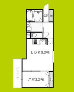 SMITH堺(1LDK/1階)の間取り写真