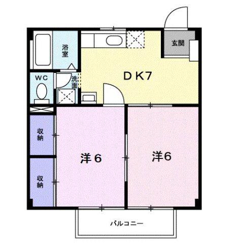 サンステージ瓜生(2DK/1階)の間取り写真