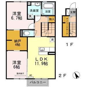 アガトリアン II(2LDK/2階)の間取り写真