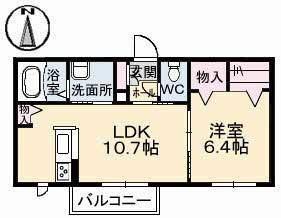 シャーメゾンリエーヴル(1LDK/1階)の間取り写真
