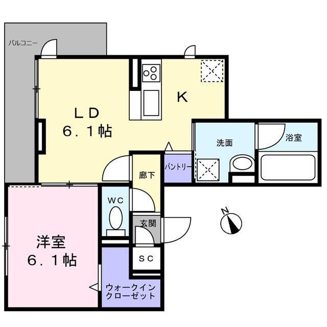 ココあざみ野(1LDK/2階)の間取り写真