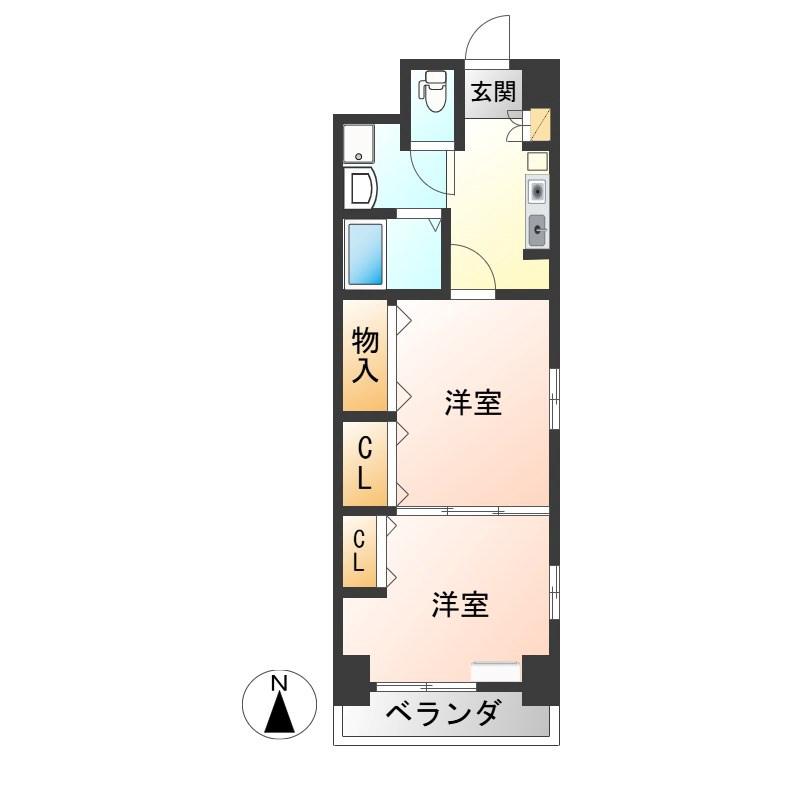 プレステージ宇都宮(2K/12階)の間取り写真