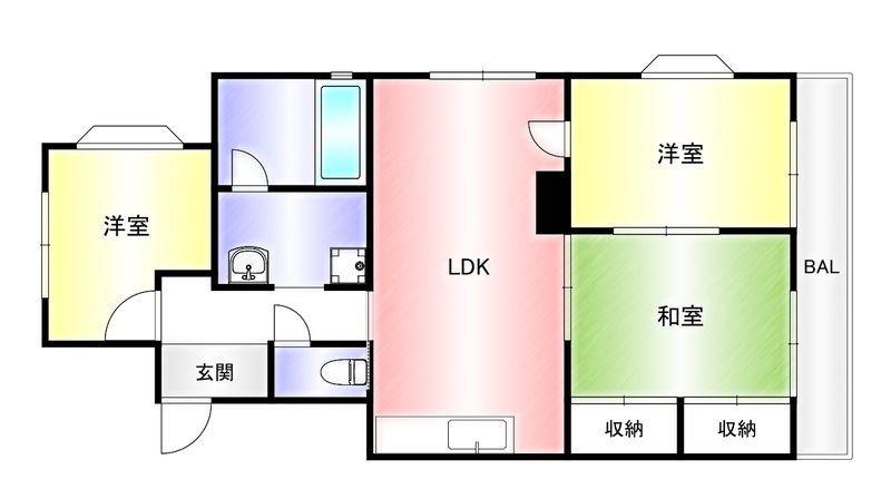 メゾン若園(3LDK/2階)の間取り写真