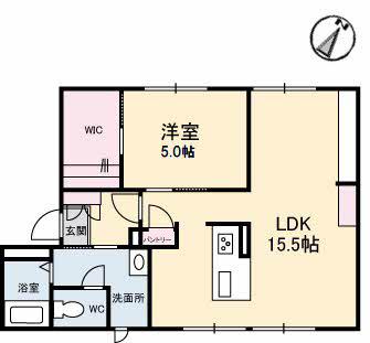 ポワブリエール岡(1LDK/1階)の間取り写真