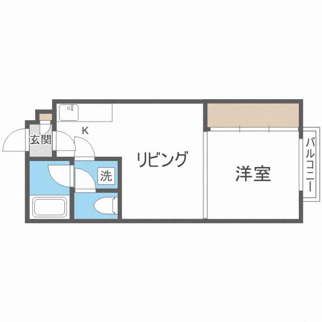ルナハイツ札幌(1DK/4階)の間取り写真