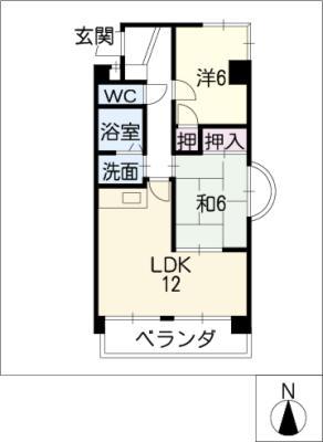 マリーヴィラ広見(2LDK/4階)の間取り写真