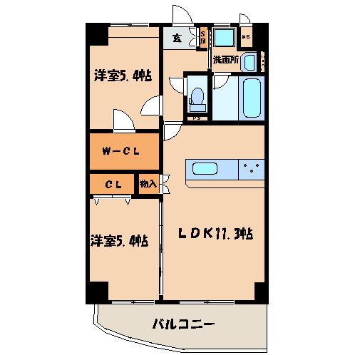 愛暮利伊フォーチュン北湊I(2LDK/2階)の間取り写真