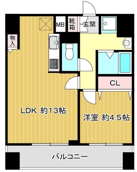 柾木マンションウエスト(1LDK/6階)の間取り写真