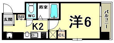 プレサンス三宮東アルバーナ(1K/10階)の間取り写真