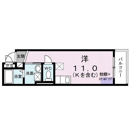 AURORA(ワンルーム/3階)の間取り写真
