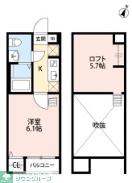 REVE柏(1K/2階)の間取り写真