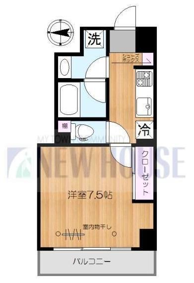 GLASIO(1K/3階)の間取り写真