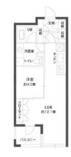 パークキューブ銀座イースト(1LDK/12階)の間取り写真