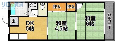 メゾン豊里(2DK/4階)の間取り写真