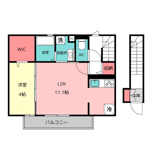 D-ROOM豊(1LDK/2階)の間取り写真