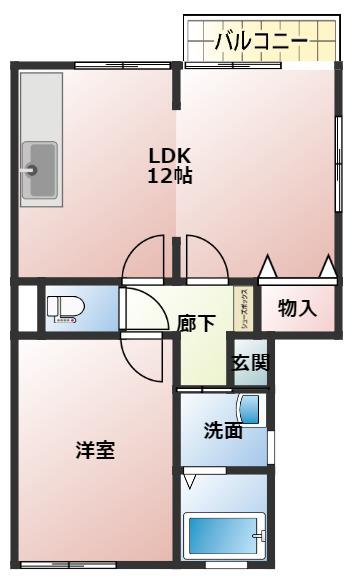 コーポアメニティハイツ(1LDK/2階)の間取り写真