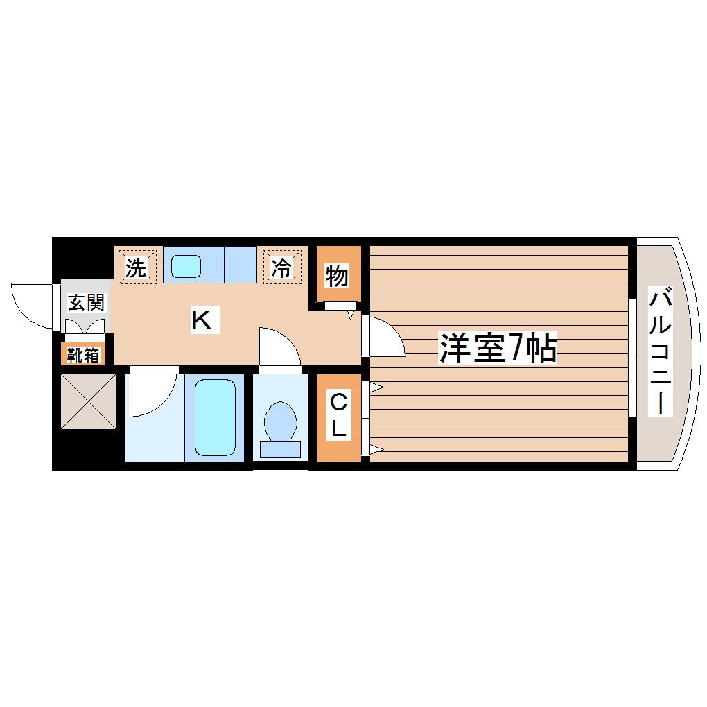 リバーシティ上杉(1K/8階)の間取り写真