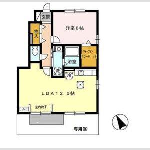 グランモア新豊B棟(1LDK/1階)の間取り写真