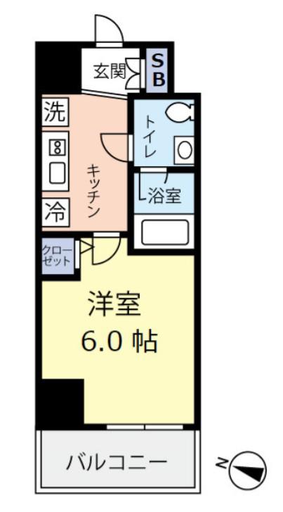 グランヴァンプレミアム川口(1K/5階)の間取り写真