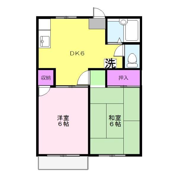 グリーンハイツ若狭(2DK/2階)の間取り写真