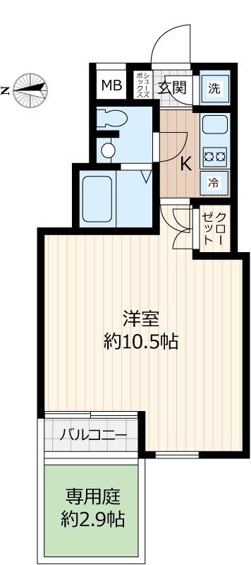 BEVERLY HOMES赤塚公園II(1K/1階)の間取り写真