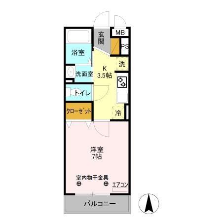 オークヒル大成(1K/3階)の間取り写真
