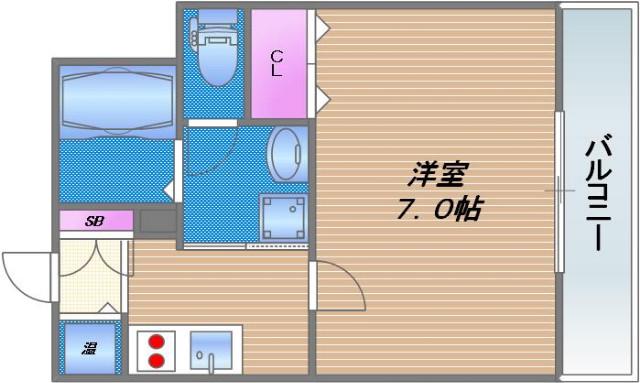 PARK HILLS 玉造 AGERATEパークヒルズ玉造アジェラー(1K/2階)の間取り写真