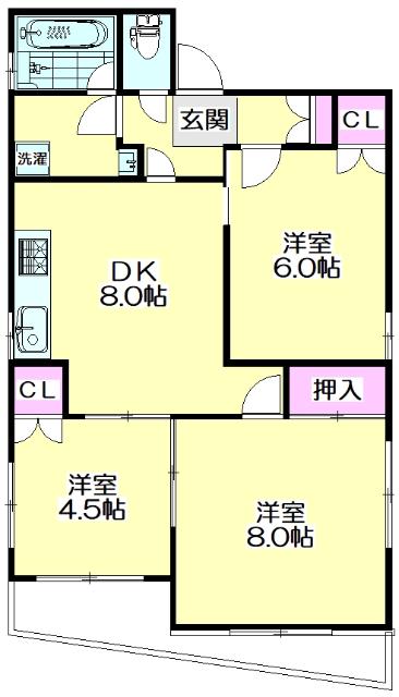 ドリームハイツ(3DK/4階)の間取り写真