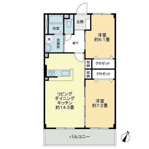 フォブールロジュマンI(2LDK/2階)の間取り写真