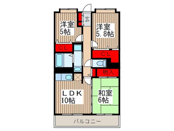 プレステージ北本(3LDK/1階)の間取り写真