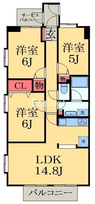 ダイアパレスおゆみ野Ⅱ(3LDK/10階)の間取り写真