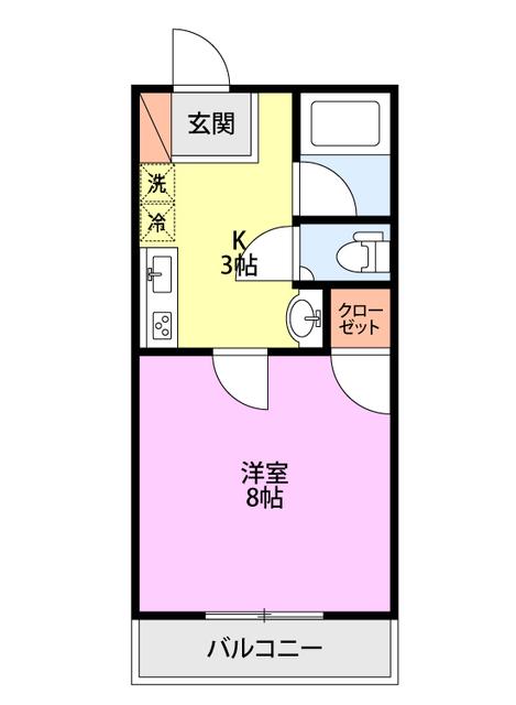 LILY-BE寄居(1K/2階)の間取り写真