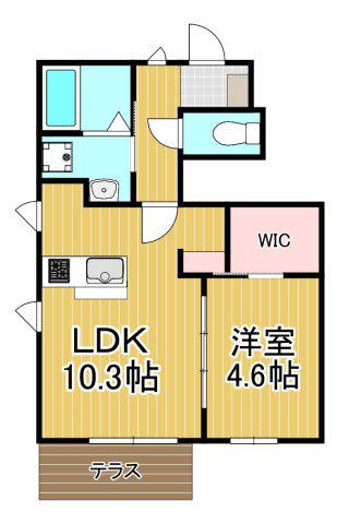 エール逆瀬川(1LDK/1階)の間取り写真