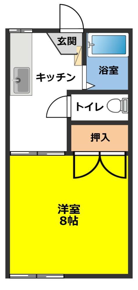 タウニィ白樺A(1K/1階)の間取り写真