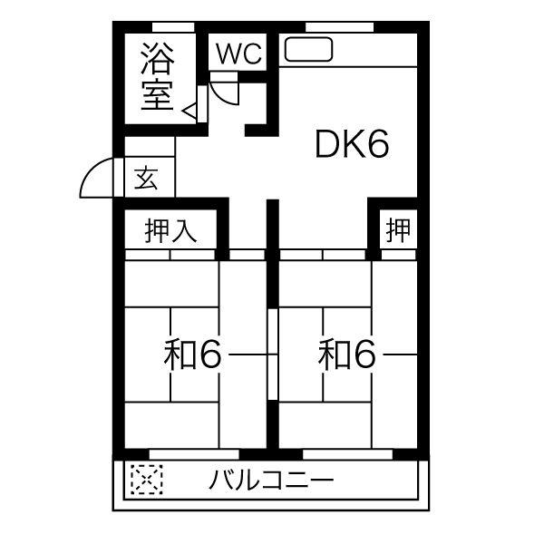 倉知マンション(2DK/1階)の間取り写真
