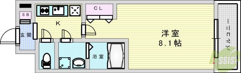 ジュネス新大阪レジデンス(1K/3階)の間取り写真