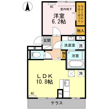 CLAIR PINE 大和(1LDK/2階)の間取り写真