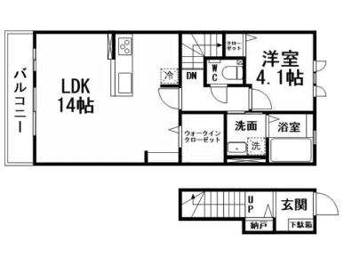 TWIN LEAF COAT(1LDK/2階)の間取り写真