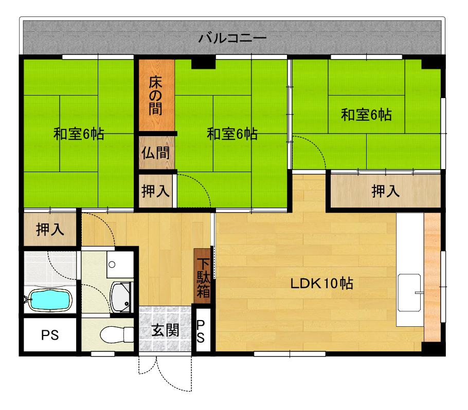 ユニティ足立(3LDK/3階)の間取り写真