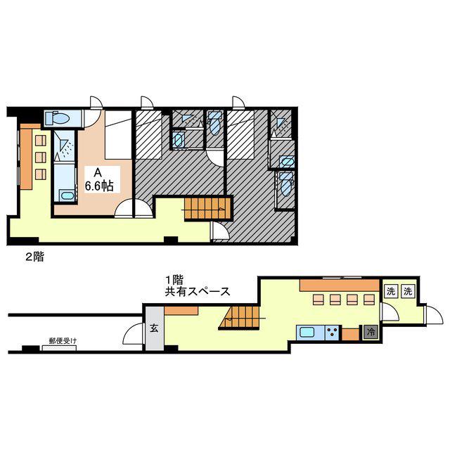 SHARE HOUSE LANA(ワンルーム/2階)の間取り写真
