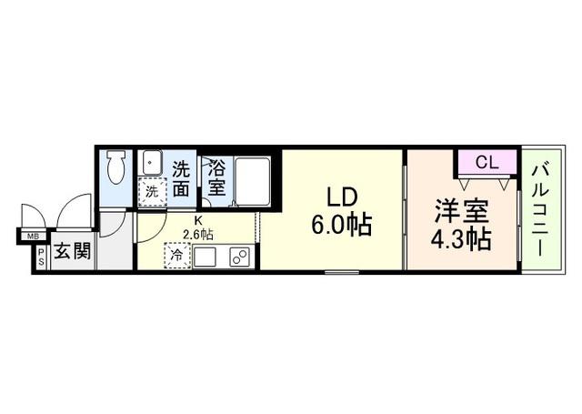 フジパレス杉本町ノース(1LDK/1階)の間取り写真